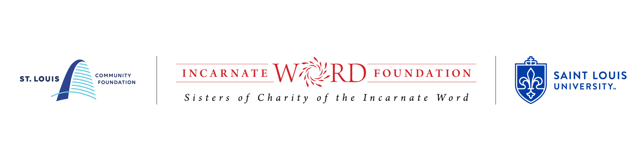 St. Louis Community Foundation logo, Incarnate Word Foundation logo, Saint Louis University logo